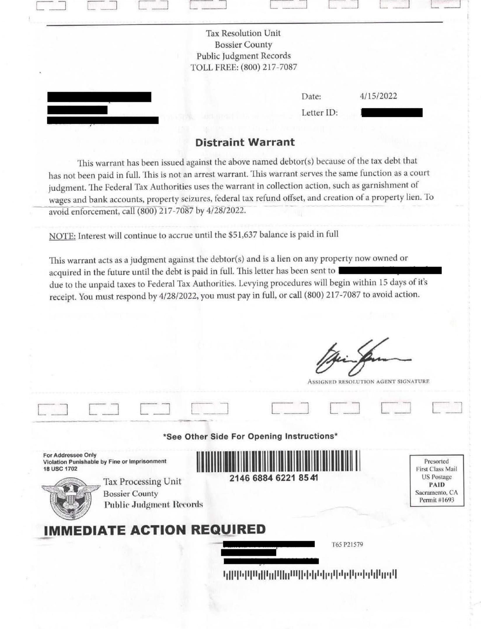 Distrant Warrant Redacted 1 Distrant Warrant Redacted 1